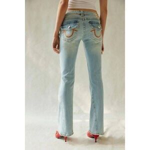 True Religion Joey Low Rise Flare Twist Seam Jeans 32